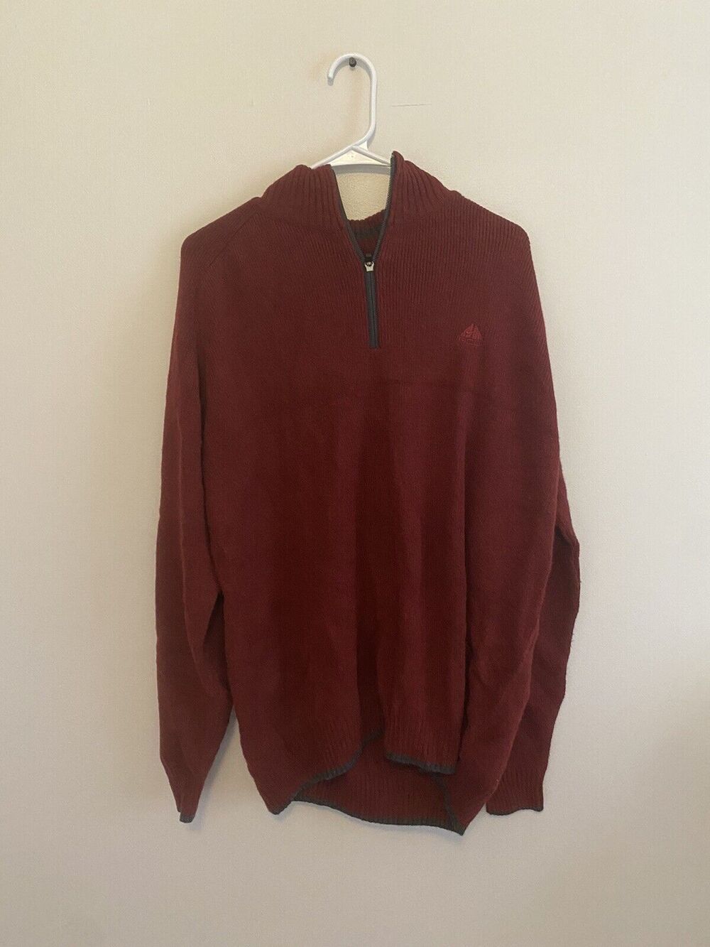 Vintage Nike ACG Half Zip Pullover Men's Large Dark Red Therma Sweater
